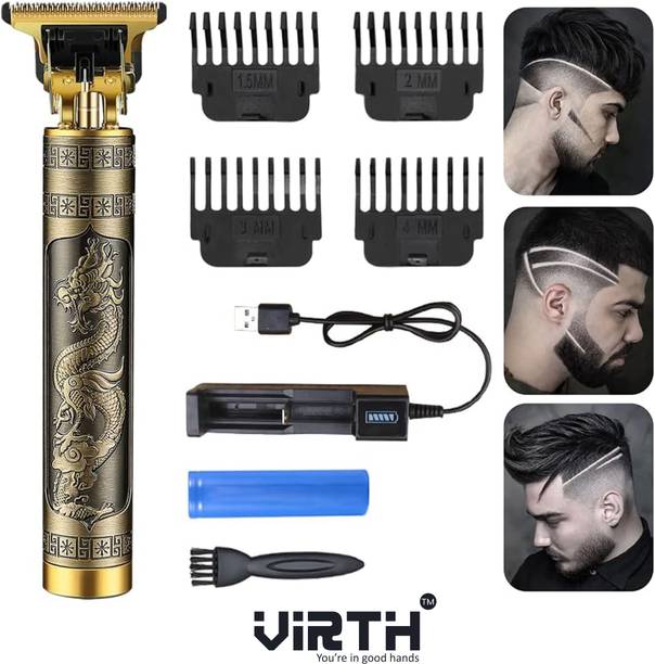 Virth Golden Beard & Moustache, Head Hair Cutting Trimmer For Men T-Blade Trimmer 120 min  Runtime 4 Length Settings