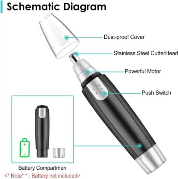 NidraNari Electric Nose Hair and Ear Hair Removal Trimmer for Adults Trimmer 120 min  Runtime 0 Length Settings