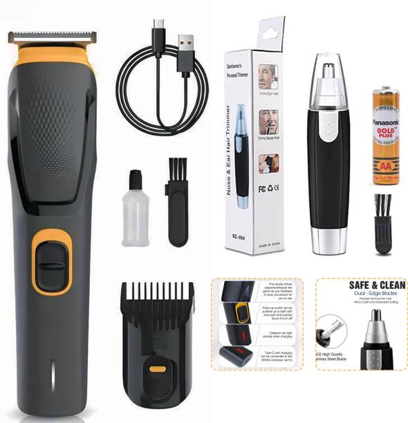 Virth Rechargeable Grooming Kit – Hair Clipper & Beard Shaper + Nose Hair & Ear Hair Trimmer 120 min  Runtime 0 Length Settings