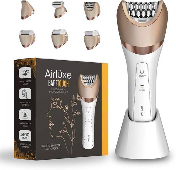 AIRLUXE 6-in-1 Complete Body Grooming Set, Touch-Activated Body Groomer 120 min Runtime 1 Length Settings