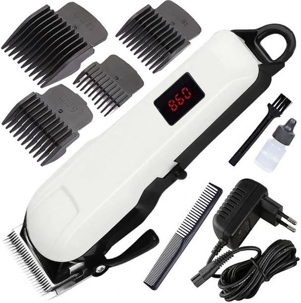 EAFJHU Electric Professional Hair Clipper Hair & Beard Trimmer Razor With LED Display Stainless steel blade Shaver for Men & Women Corded Cordless Trimmer (White) Gunting Rambut (Premium Quality & Performance Enhanced Version) Runtime: 240 min Body Groomer for Women Trimmer 240 min  Runtime 4 Length Settings