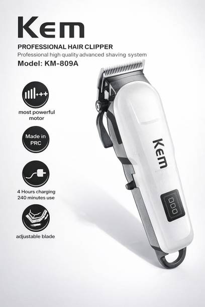 KEM - Original Brand Hair clipper/ Trimmer For Men / Women, Model No-KM-809A, IPX-4, Trimmer 120 min  Runtime 4 Length Settings
