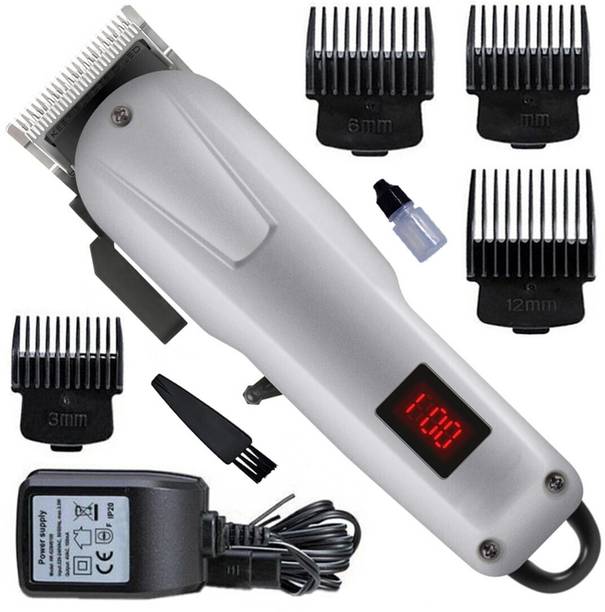 POSBM 2in1 Men's Professional Rechargeable Cordless & Corded Waterproof Beard Mustache Trimmer Powerful Hair Clipper Electric Grooming Kit With LED Display Fully Waterproof Trimmer 120 min  Runtime 4 Length Settings