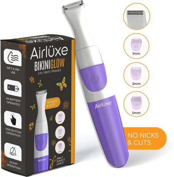 AIRLUXE 2-in-1 Bikini Trimmer with Foil Shaver Head Trimmer 30 min  Runtime 1 Length Settings