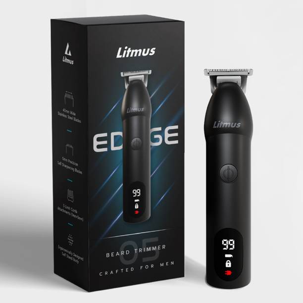 Litmus EDGE 05 (Matte Black Edition) Beard Trimmer for Men |40mm Stainless Steel Blades Trimmer 90 min  Runtime 5 Length Settings