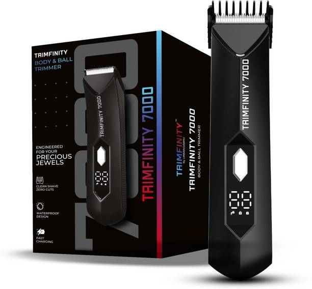 Trimfinity 7000 Body Hair Trimmer for Men, Wireless Fast Charging, 1-Year Warranty Fully Waterproof Body Groomer 90 min  Runtime 4 Length Settings