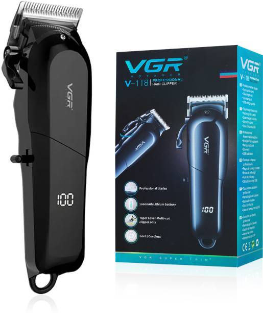 VGR V-118 Professional Hair Clipper with LED Display Trimmer 200 min  Runtime 6 Length Settings