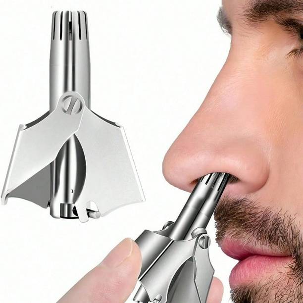 CRIYALE Nose Hair Trimmer Manual Cleaning Brush Small Steel Washable & Portable Clipper Trimmer 0 min  Runtime 10 Length Settings
