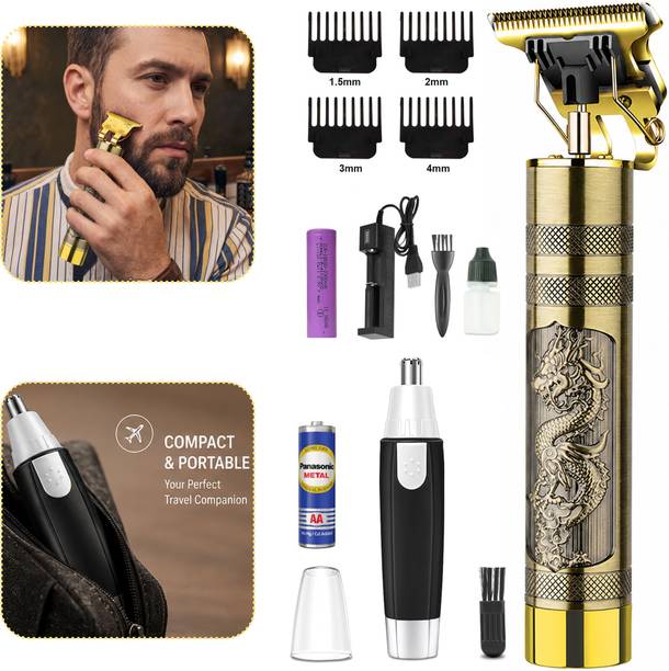 Virth 2 IN 1 Travel Friendly Nose hair Trimmer With Metal Body Beard Hair Trimmer 120 min  Runtime 4 Length Settings