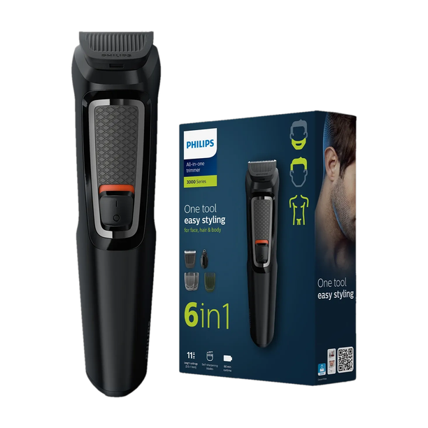 PHILIPS MG3724/30, Multigroomer, Self sharpening Blades Trimmer 60 min Runtime 7 Length Settings