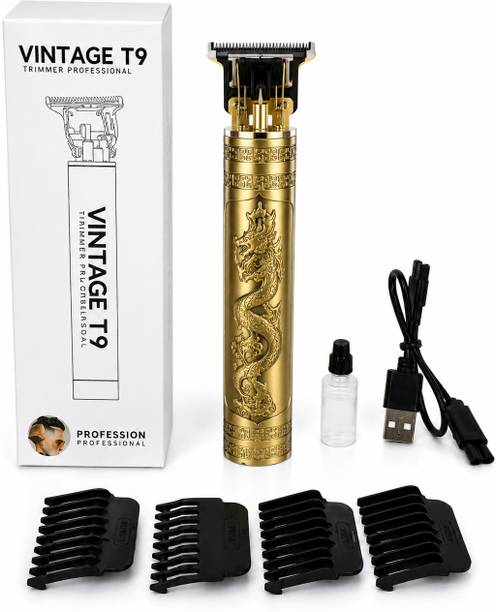 LKY Vintage T9 Professional Cordless Hair Clipper & Beard Trimmer for Men, Golden Trimmer 90 min  Runtime 5 Length Settings