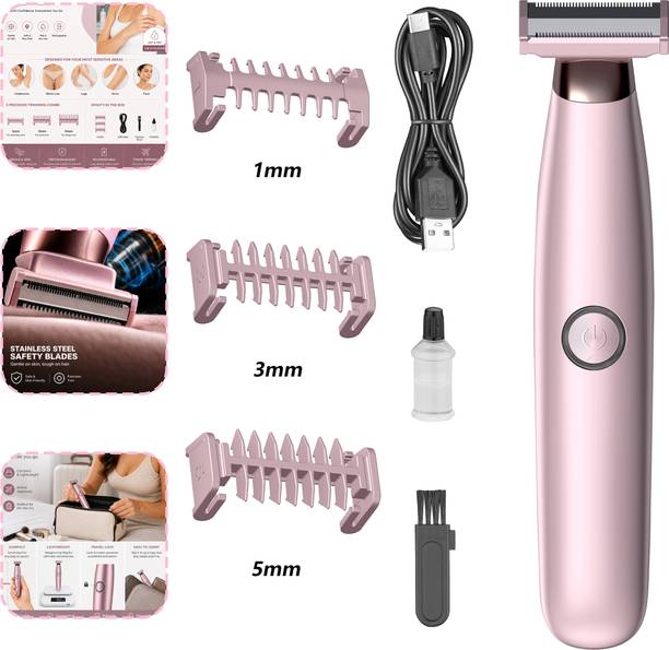 Virth Hair Removal Trimmer for Women Cordless Rechargeable Bikini Area Premium Hair Trimmer 120 min  Runtime 3 Length Settings