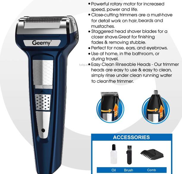 Geemy Hair trimmer clipper and shaver 3in1 rechargeable Body Groomer 120 min  Runtime 4 Length Settings