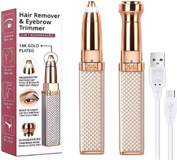 Feemie 2 In 1 Eyebrow Machine For Women Face Lips Nose Hair Removal90 min Runtime Trimmer 90 min  Runtime 2 Length Settings