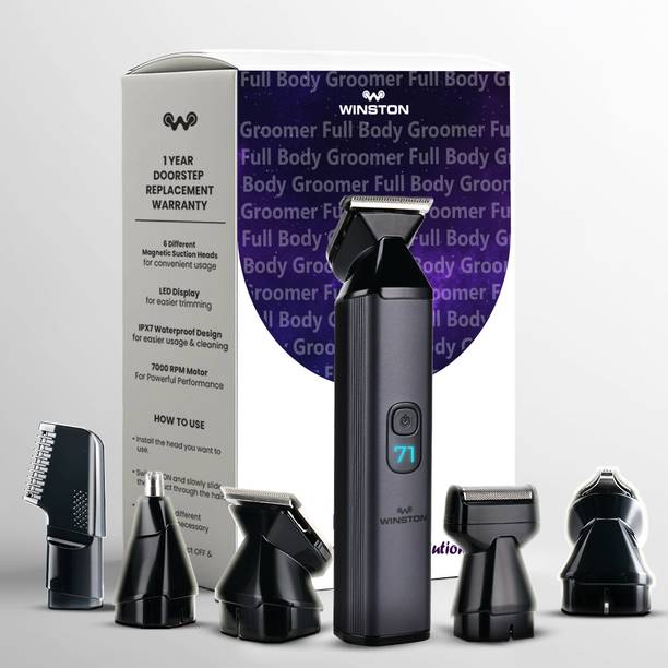 Winston 6 in 1 Full Body Trimmer for Men - Groom 360 Fully Waterproof Grooming Kit 180 min  Runtime 6 Length Settings