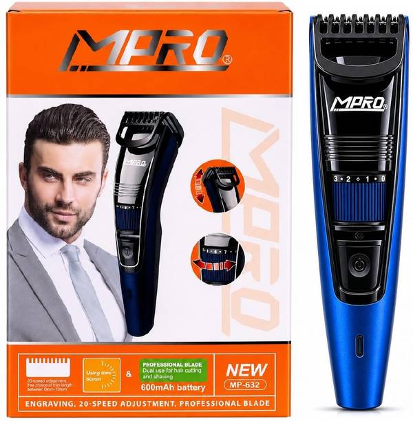 MPRO MP-632 Cordless Professional Hair Trimmer Engraving 20 Speed Adjustment Fully Waterproof Trimmer 60 min Runtime 10 Length Settings