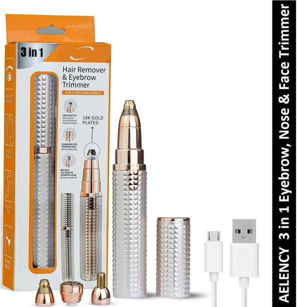 AELENCY Painless 3 IN 1 Eyebrow Trimmer for women nose, ear & face hair removal Trimmer 120 min  Runtime 0 Length Settings