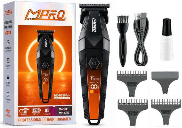 MPRO MP-536 Hair Clipper with LED Display 7000/7500 RPM Fully Waterproof Trimmer 210 min Runtime 4 Length Settings