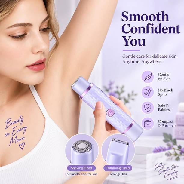 VIFERA Bikini Trimmer for Women trimmer for women for Face, Legs, Underarm & Pubic Hair Fully Waterproof Trimmer 60 min Runtime 0 Length Settings