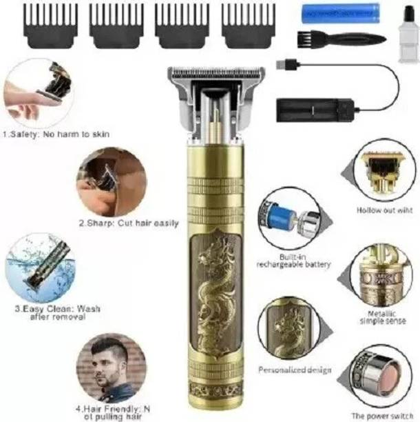 Mirato T9 Vintage USB Rechargeable Cordless Electric Beard Trimmer Hair Clippers G17 Trimmer 120 min  Runtime 4 Length Settings