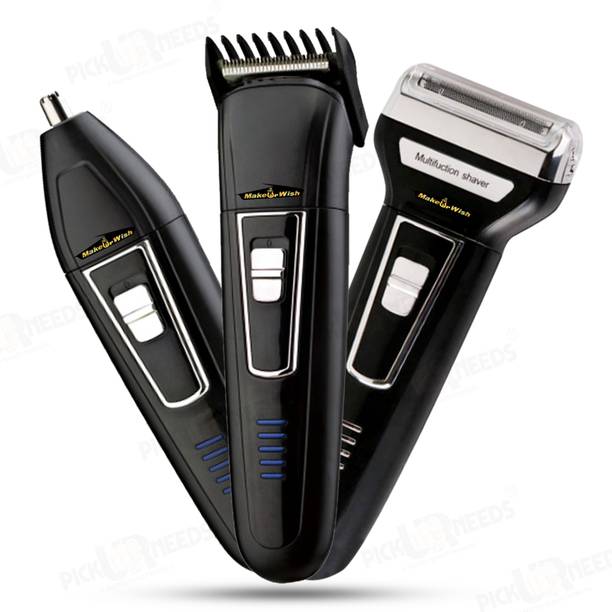 Daily Needs Shop Hair Trimmer Professional Shaver With Clipper and 3 in 1 Beard, Nose and Ear Grooming Kit 30 min  Runtime 3 Length Settings