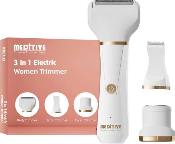 MEDITIVE Cordless 2 IN 1 Waterproof Rechargeable Women Fully Waterproof Trimmer 60 min  Runtime 2 Length Settings
