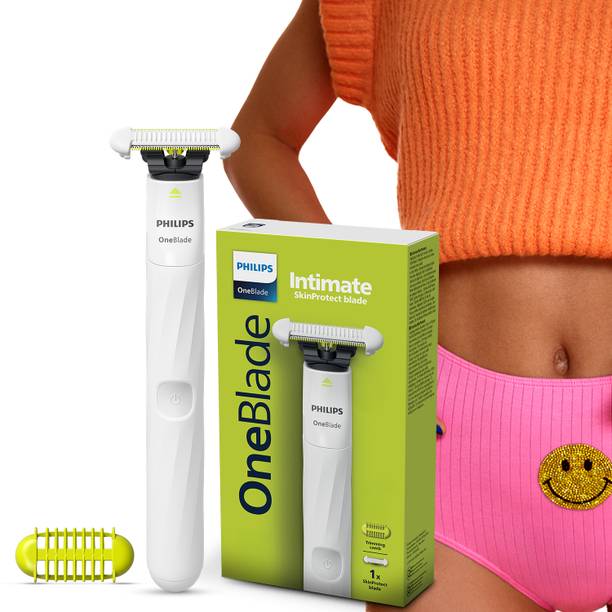 PHILIPS QP1924/20 OneBlade Razor for Women, Intimate Underarm, Body & Bikini Fully Waterproof Trimmer 30 min Runtime 2 Length Settings