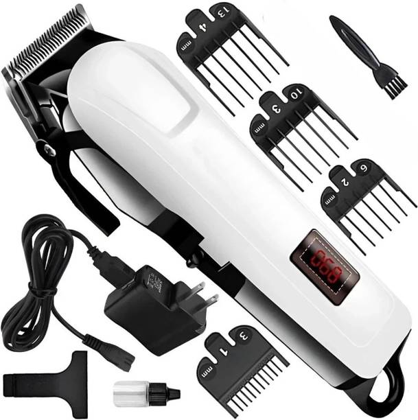 UZAN 2000mAh Battery Rechargeable Heavy Duty Steel Blade Hair Clipper Beard Moustache Fully Waterproof Trimmer 240 min Runtime 4 Length Settings