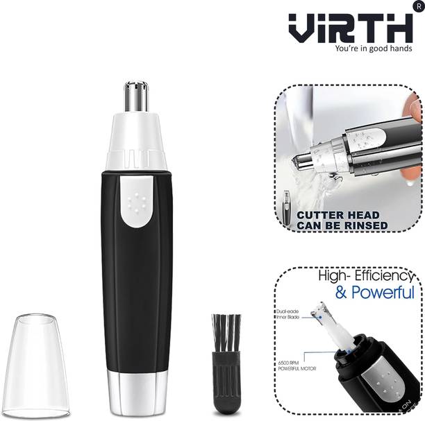 GRIDLEB Battery-Operated Dual-edge Blades Waterproof Ear And Nose Hair Safely Remover Trimmer 70 min  Runtime 0 Length Settings