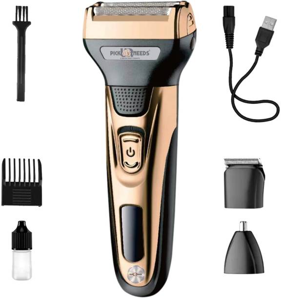 Pick Ur Needs 3 in 1 Professional Waterproof Wireless Hair Electric Shaver Beard Nose Grooming Kit 60 min  Runtime 3 Length Settings