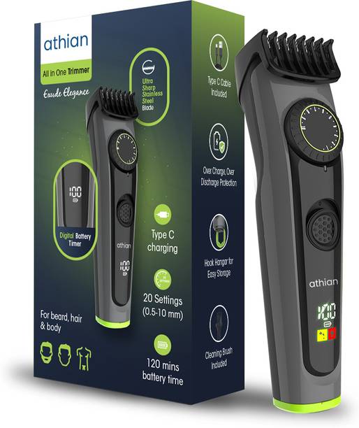athian Razed Cordless Hair & Body Trimmer Body Groomer 120 min  Runtime 20 Length Settings