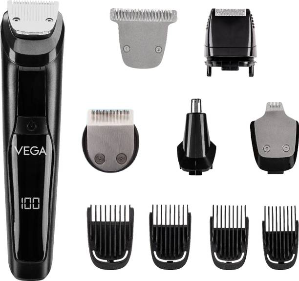 VEGA 9-in-1 Multi-Grooming Set with Beard/Hair Trimmer, Nose Trimmer & Body Groomer And Shaver, (VHTH-21) Grooming Kit 80 min  Runtime 4 Length Settings