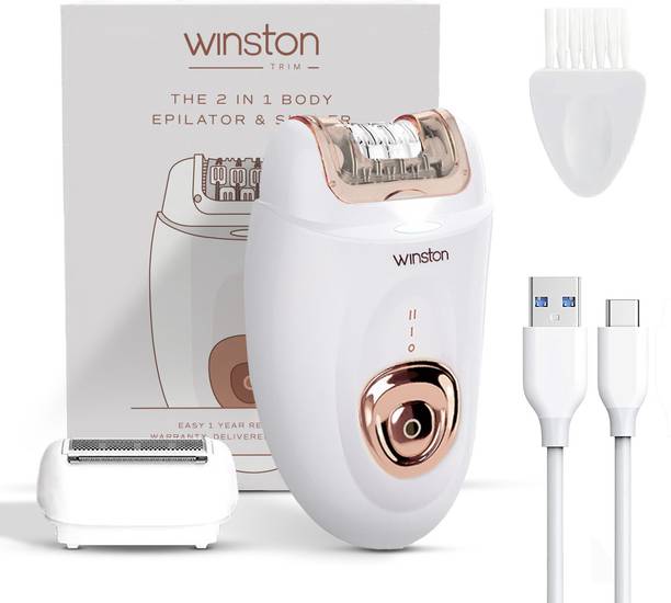 Winston 2-in-1 Body Epilator & Shaver Rechargable Painless Portable Hair Removal Machine Body Groomer 60 min  Runtime 2 Length Settings