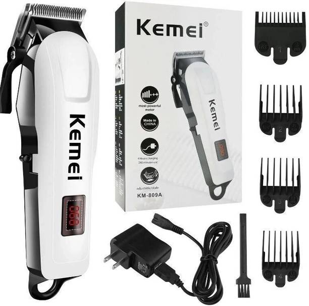 Kemei KM-809A Professional Rechargeable Hair Trimmer Electric Hair Clipper, Razor Trimmer 120 min Runtime 4 Length Settings