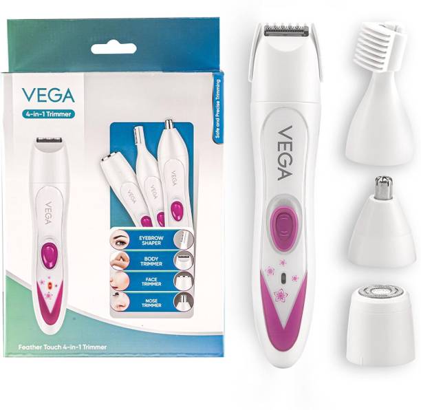 VEGA Feather Touch 4-In-1 Trimmer For Women, (VHBT-03) Trimmer 60 min  Runtime 4 Length Settings