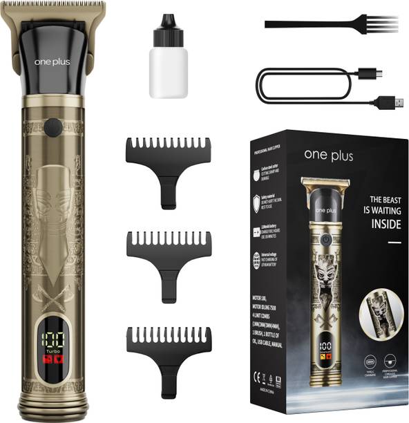 One Plus OP 818 Cordless Professional Metal Body,Led Display With Turbo Mode Hair Trimmer 120 min  Runtime 4 Length Settings