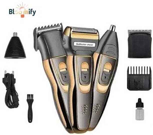 BloomiFy 3 in 1 Multipurpose Beard, Nose, Ear, hair trimmer & Shaver zero machine Trimmer 60 min Runtime 4 Length Settings