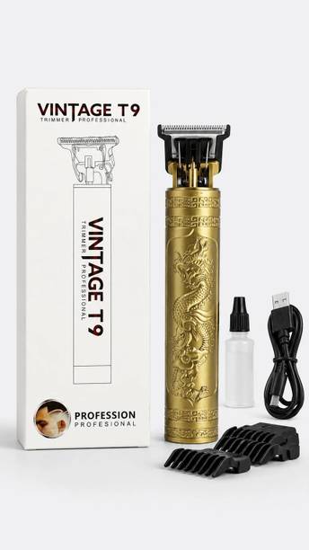 Kidsnovo Vintage T9 Rechargeable Metal Body Beard Trimmer Shaver Trimmer 120 min Runtime 1 Length Settings