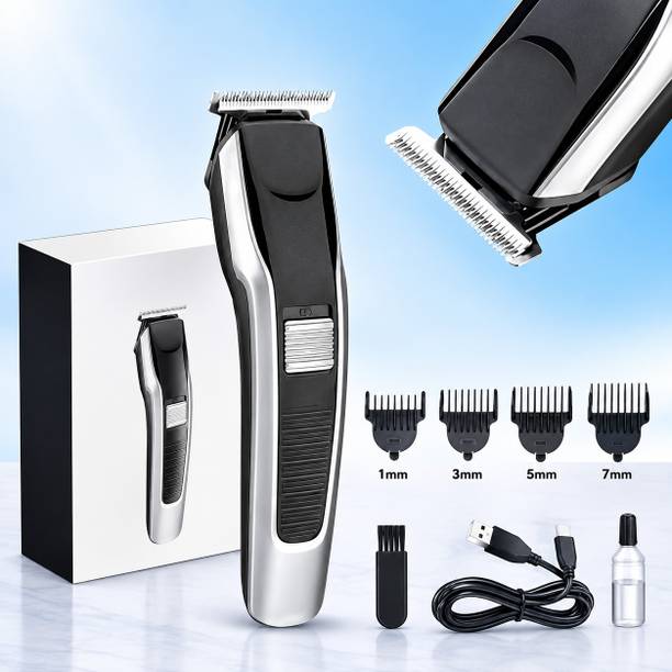 ChinuStyle 538 Rechargeable Hair Clipper with Stainless Steel T-Blade | 4 Guide Combs Trimmer 60 min Runtime 5 Length Settings
