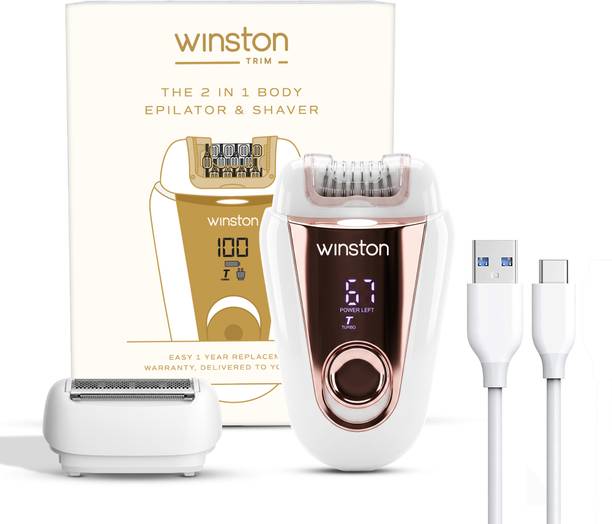 Winston 2-in-1 Body Epilator & Shaver Rechargable Painless Portable Hair Removal Machine Body Groomer 60 min Runtime 2 Length Settings