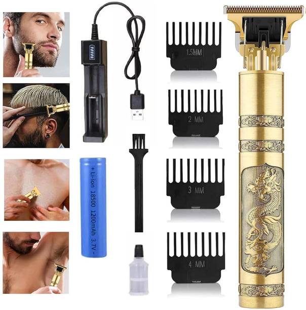 Leemoza Pro+ Golden Wireless Trimmer, Multiple Combs, Shaver, Beard Quality Professional Trimmer 120 min  Runtime 4 Length Settings