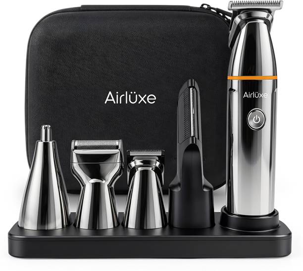AIRLUXE GroomMaster 12 in 1 Full Body Trimmer Set For Men Magnetic Heads Fast Charging Fully Waterproof Grooming Kit 90 min  Runtime 3 Length Settings