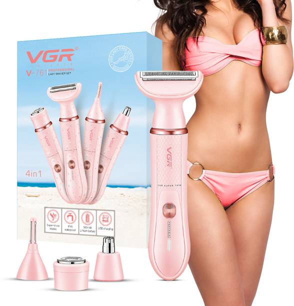 VGR V-761 Female 4-in-1 Body Sensitive Bikini Fully Waterproof Trimmer 90 min Runtime 4 Length Settings