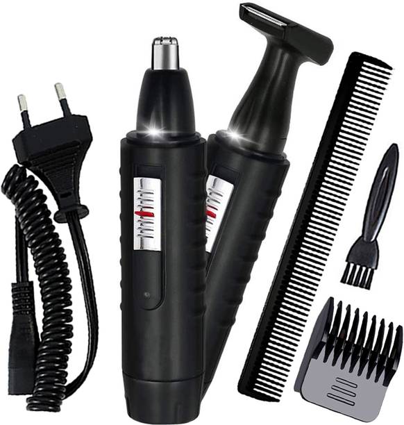 Groomic AQ 2in1 Rechargeable Hair Clipper Beard Moustache Ear Nose Hair Cutting Trimmer Fully Waterproof Grooming Kit 120 min  Runtime 4 Length Settings