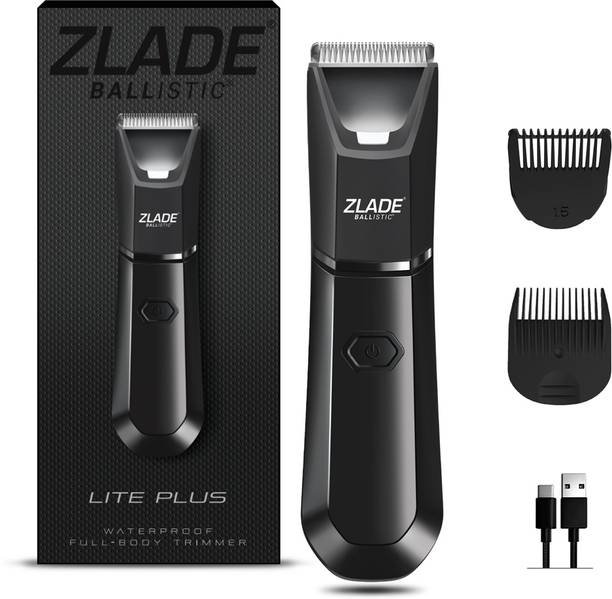 Zlade Ballistic Lite Plus | Waterproof Trimmer for Men | Safe on Sensitive Areas Fully Waterproof Body Groomer 60 min  Runtime 4 Length Settings