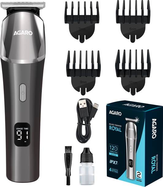 AGARO Royal Beard Trimmer For Men, High Precison Trimming, Cordless, Trimmer 120 min Runtime 4 Length Settings