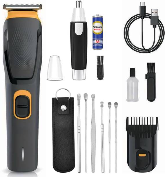 GRUMI Stylish Personal care Beard Hair Trimmer With Ear Cleaning Kit & Ear - Nose hair Trimmer 90 min  Runtime 0 Length Settings