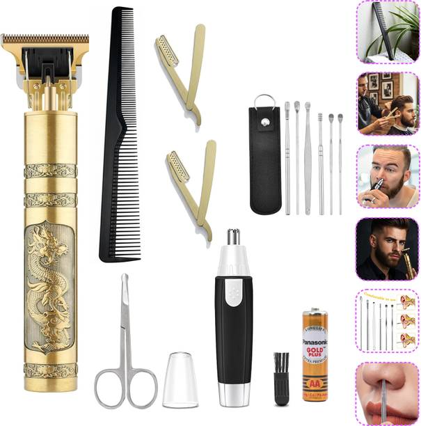 Virth Men's Ear Kit With Nose Scissor & Hair Brush & 2 Pcs Hair Razor & Beard & Nose Trimmer 120 min  Runtime 0 Length Settings