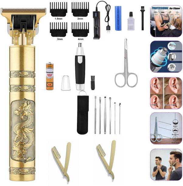 Virth Men's Beard-Nose Hair Trimmer With Hair2 Pcs Razor and Nose Scissor And Ear Kit Trimmer 120 min  Runtime 0 Length Settings
