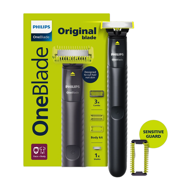 PHILIPS QP 1624/10 OneBlade Gen Z Face & Body Groomer & Styler| Ideal for 1st Trim Trimmer 30 min Runtime 1 Length Settings